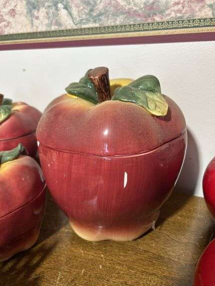 Large lot of Apple canisters - some ceramic, Apple mugs, teapots, butter dish and misc.