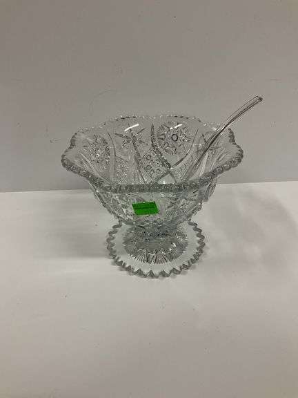 Vintage Glass Fruit Dish with Dipper
