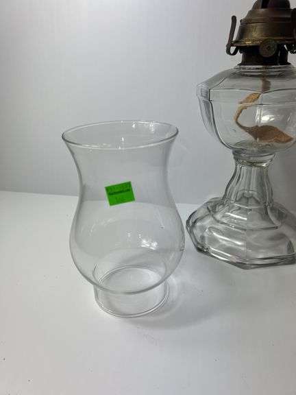 (2) Vintage Clear Glass Oil Lamps