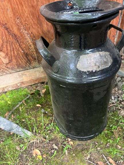 Vintage Black Painted Milk Can