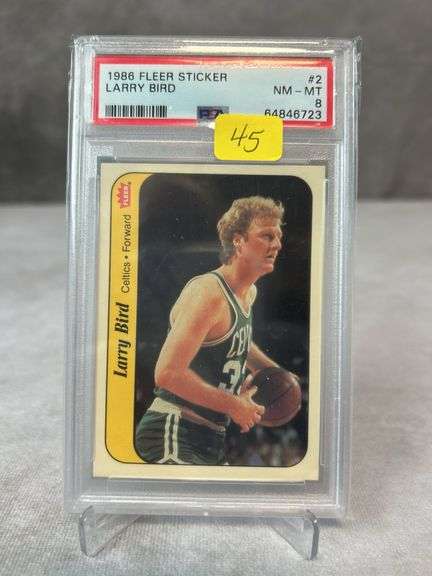 Larry Bird 1986 Fleer sticker, PSA NM-MT 8