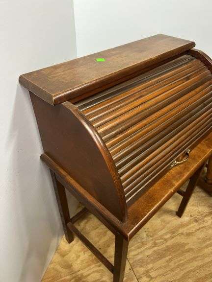 Vintage Wooden Roll Top Bread Box