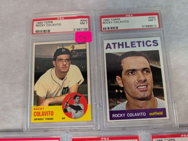 (5) Rocky Colavito PSA Graded Cards from the 60's - PSA 7's & 8's
