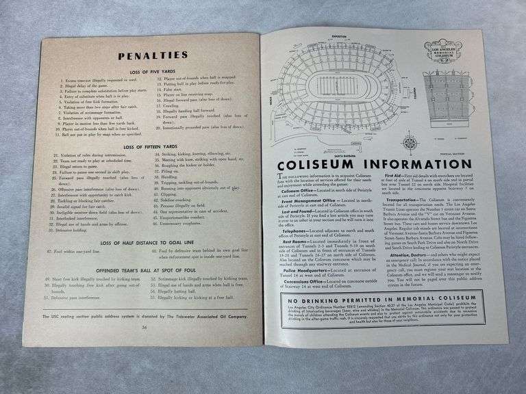 1952 UCLA vs TCU Program & Stub - 1952 USC vs Washington Program