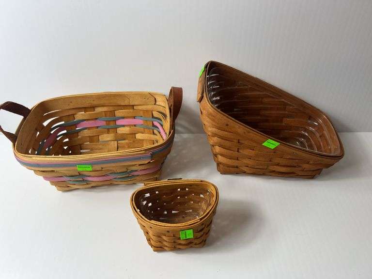 (2) Longaberger Woven Baskets and (1) Workshop Woven Basket