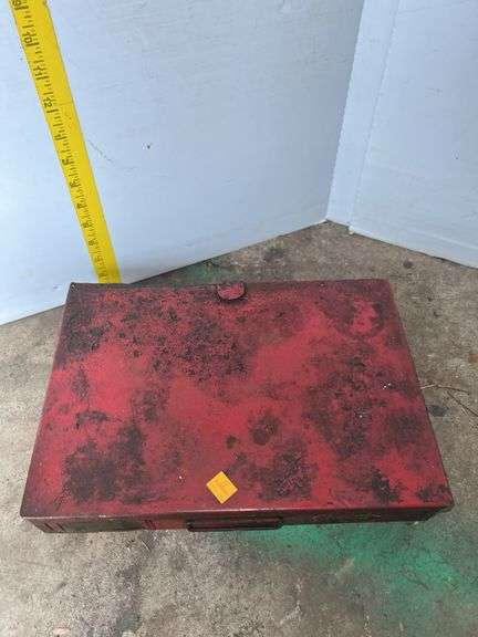 Red Metal Toolbox w/ Various Screws