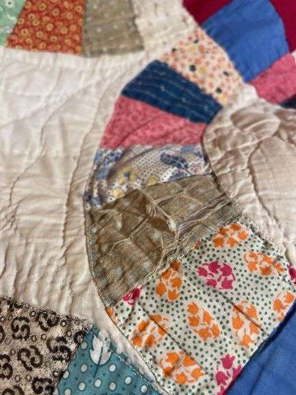 Assortment of mostly handmade quilts- some have missing pieces, tears and more