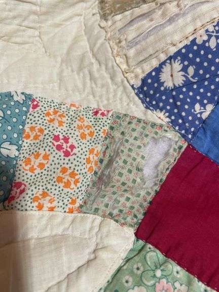 Assortment of mostly handmade quilts- some have missing pieces, tears and more