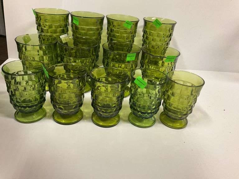 Vintage Indiana Glass Avocado Green Glass