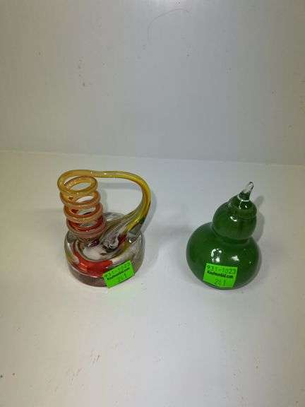 (2) West Virginia Handmade Glass Paper Weights