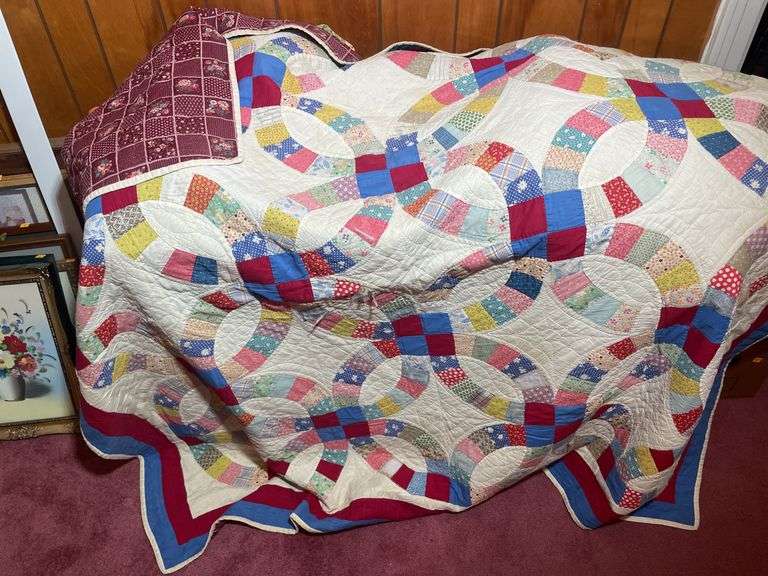 Assortment of mostly handmade quilts- some have missing pieces, tears and more