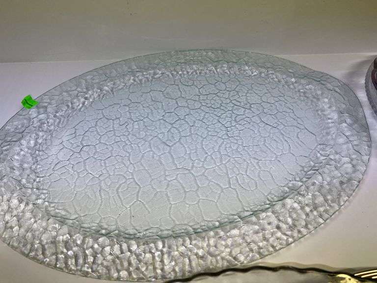 (2) Clear Glass Dishes and Silver Serving Tray