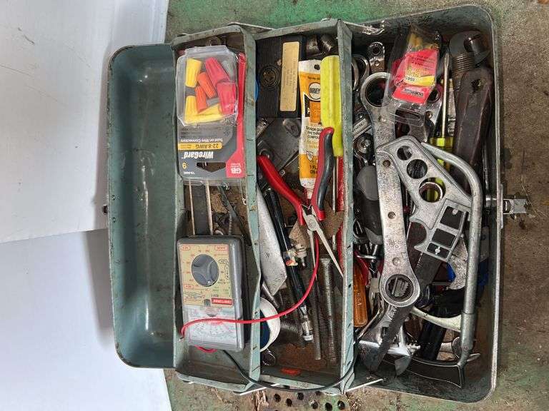 Purple Metal Toolbox w/ Contents