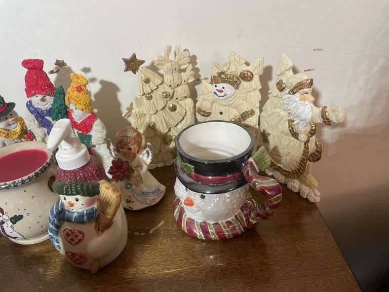 (2) boxes of mostly Christmas figurines & decorations - mostly snowmen