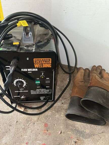 Chicago Electric Flux Welder and Welding Gloves