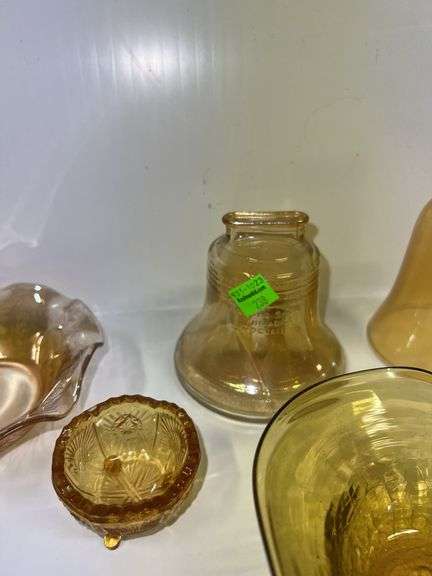 Assortment of Amber Colored Glassware