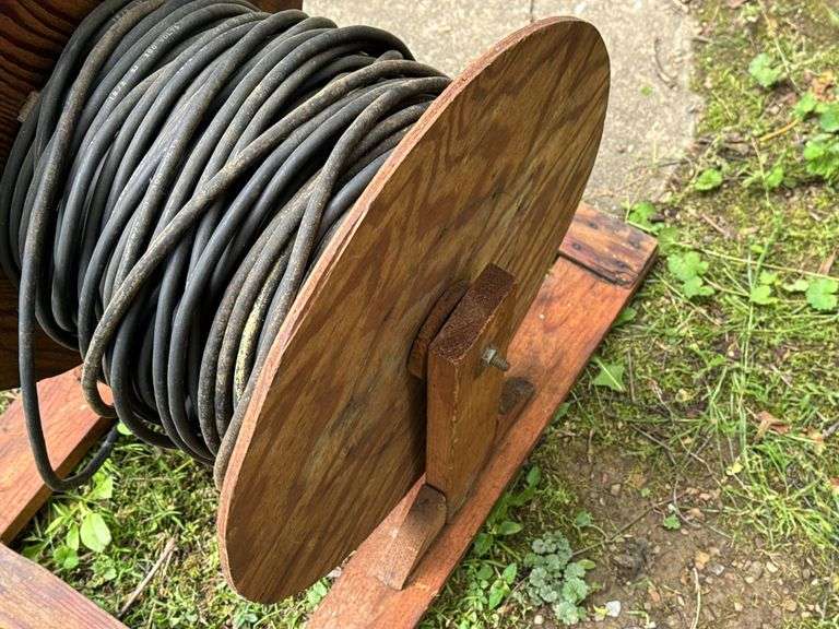 Wooden Spool of Extension Cable