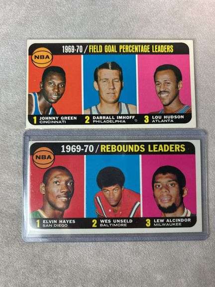 (4) 1970-71 Topps Basketball Leader Cards - West, Alcindor