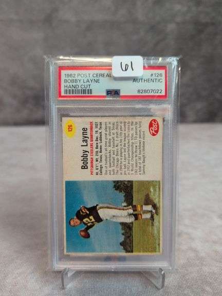 Bobby Layne 1962 Post Football #126 PSA Authentic