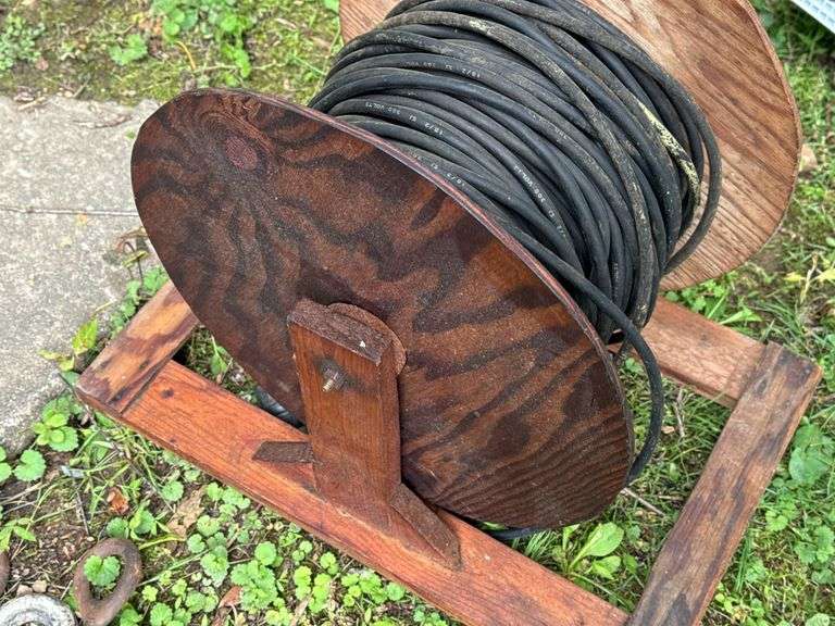 Wooden Spool of Extension Cable