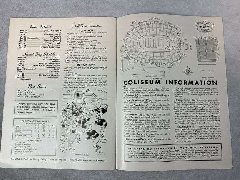 1952 UCLA vs TCU Program & Stub - 1952 USC vs Washington Program