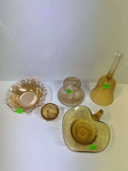 Assortment of Amber Colored Glassware
