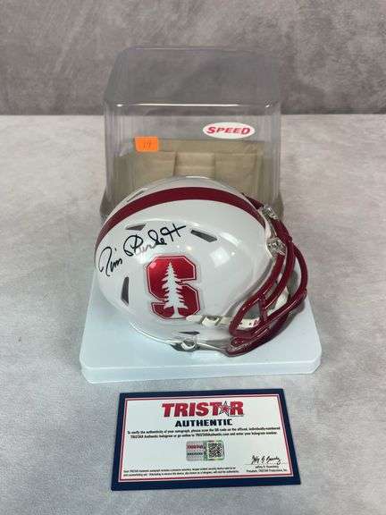 Jim Plunkett signed on a rare Stanford University mini helmet, Tri-Star cert