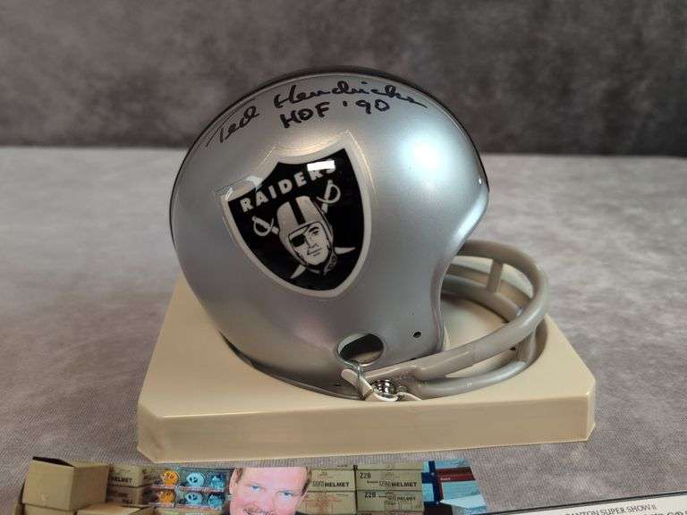 Ted Hendricks Signed Oakland Raiders Mini Throwback Helmet - JSA