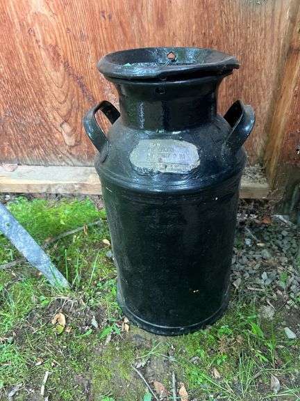 Vintage Black Painted Milk Can