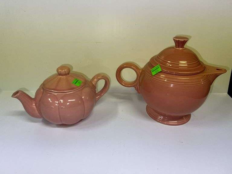 Homer Laughlin Fiesta Teapot and Unbranded Pink Ceramic Teapot