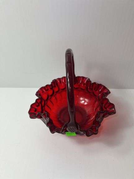 Ruby Red Glass Basket