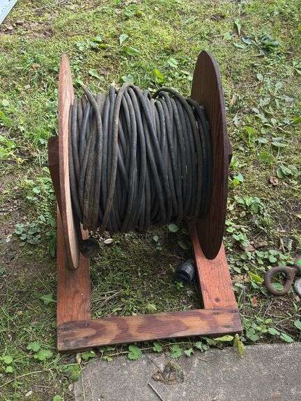 Wooden Spool of Extension Cable
