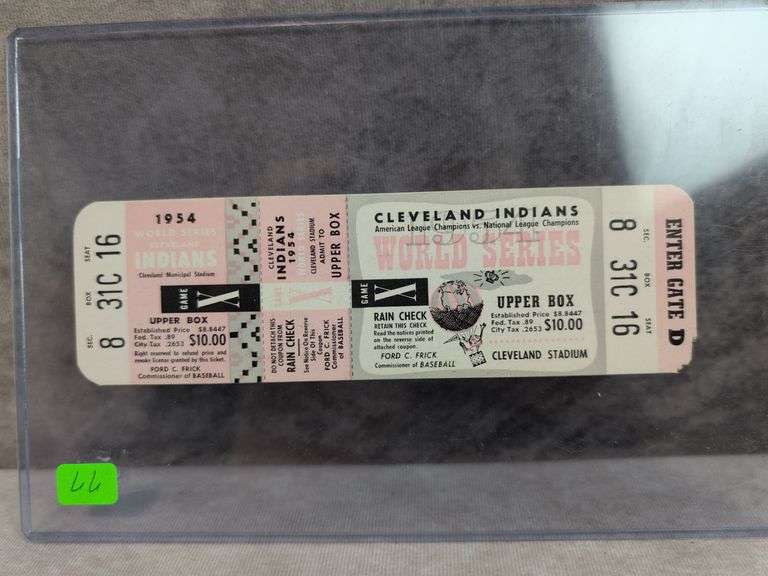 1954 Cleveland Indians World Series Ticket Stub