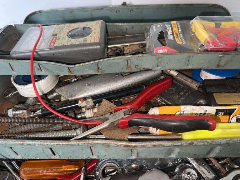 Purple Metal Toolbox w/ Contents