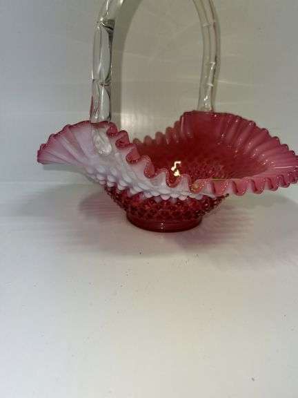 Fenton Hobnail Glass Basket