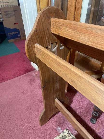 Wooden stand, quilt rack and sewing footstool