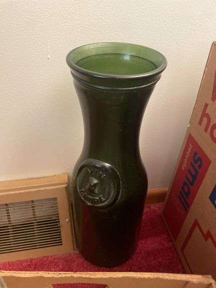 (2) boxes of vases and 2 glass jugs