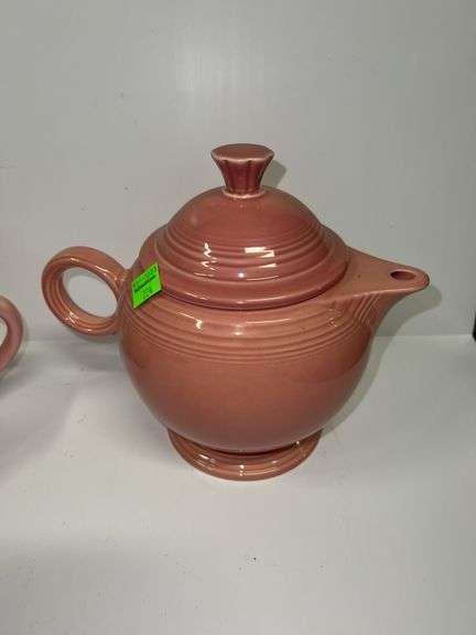 Homer Laughlin Fiesta Teapot and Unbranded Pink Ceramic Teapot