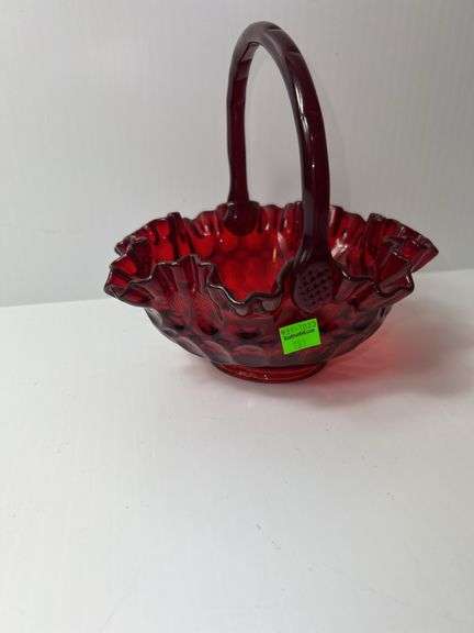Ruby Red Glass Basket
