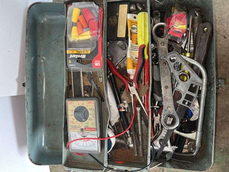 Purple Metal Toolbox w/ Contents