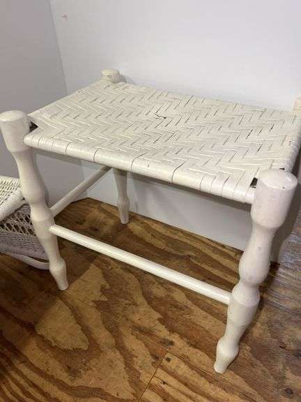 White Wicker Nightstand and Side Table