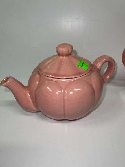 Homer Laughlin Fiesta Teapot and Unbranded Pink Ceramic Teapot