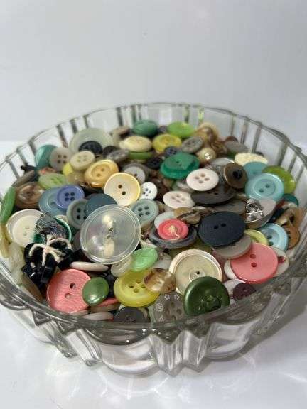 (2) Clear Glass Candy Dishes w/ Buttons