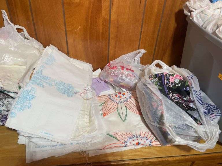 Tote and box of misc material