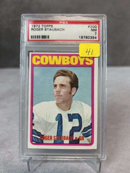 Roger Staubach 1972 Topps Rookie card, PSA NM 7
