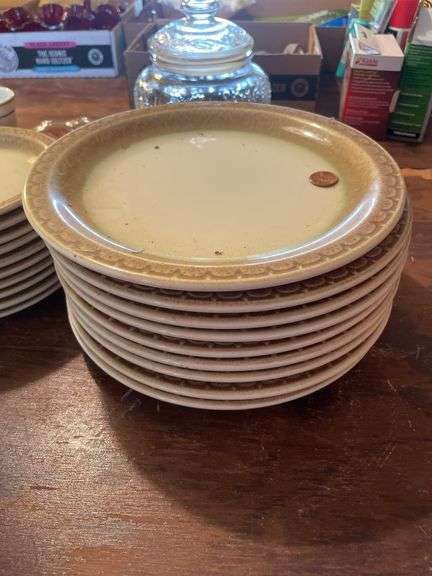Dinner plates and platters, Lipton tea bottle, mugs, decorative glassware and more