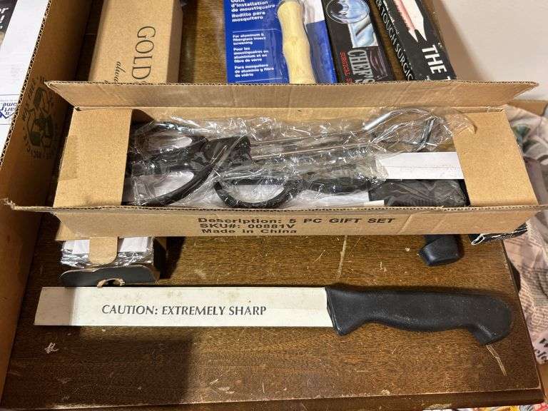 Precision crafted cutlery steak knives, roll’n cut screening tool, and other misc. knives