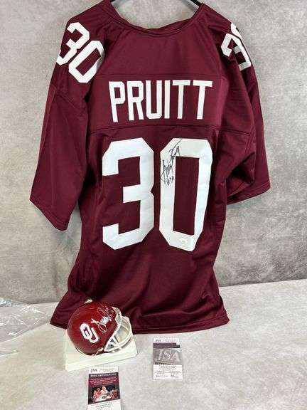 Greg Pruitt - Oaklahoma signed jersey & mini helmet, both JSA