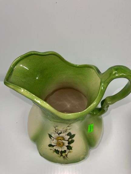 Green Ironstone Pitcher and Basin