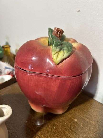 Large lot of Apple canisters - some ceramic, Apple mugs, teapots, butter dish and misc.